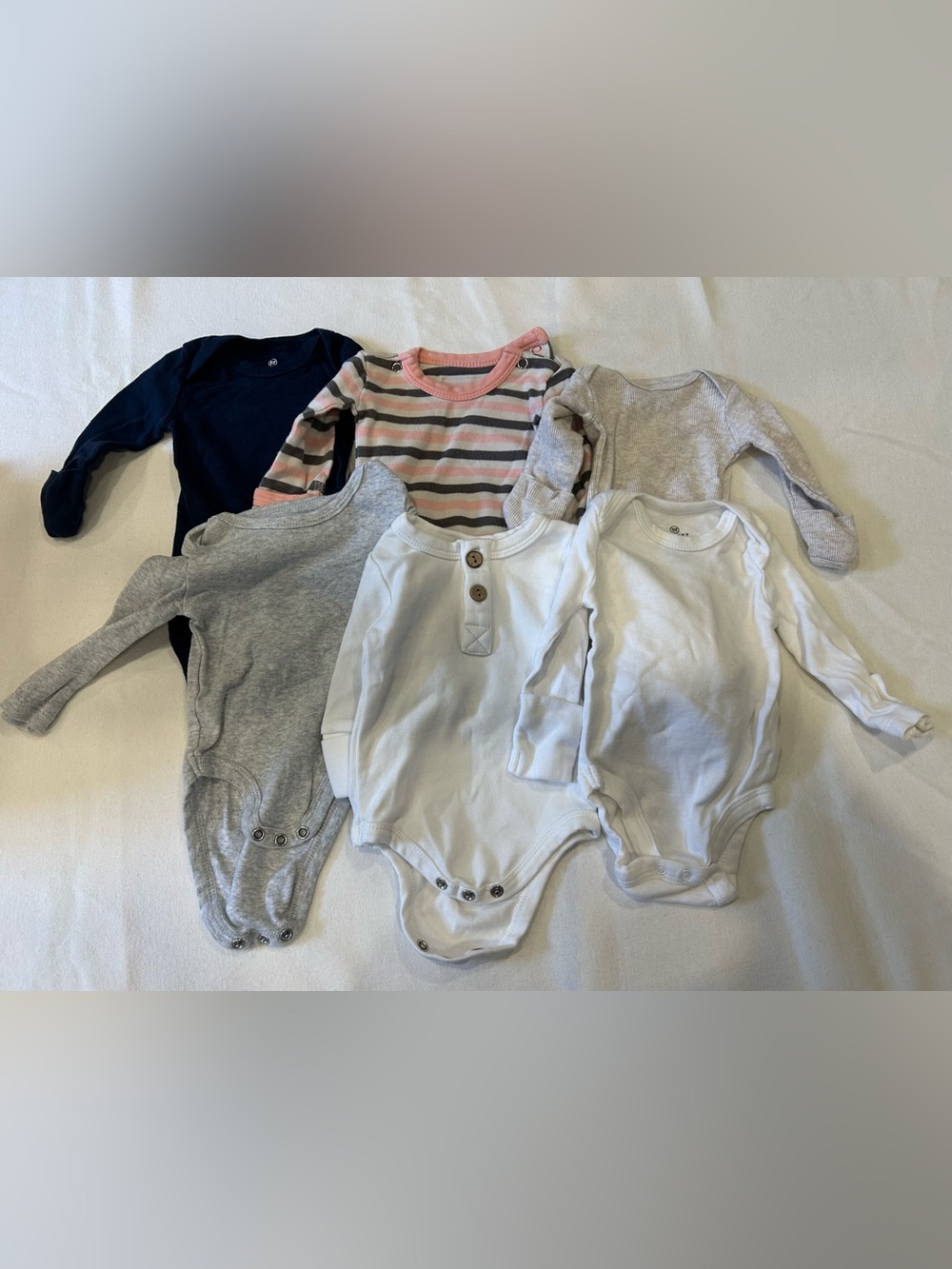 6 baby long sleeve bodysuits bundle